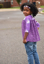 Purple Geo - Floral Stripes