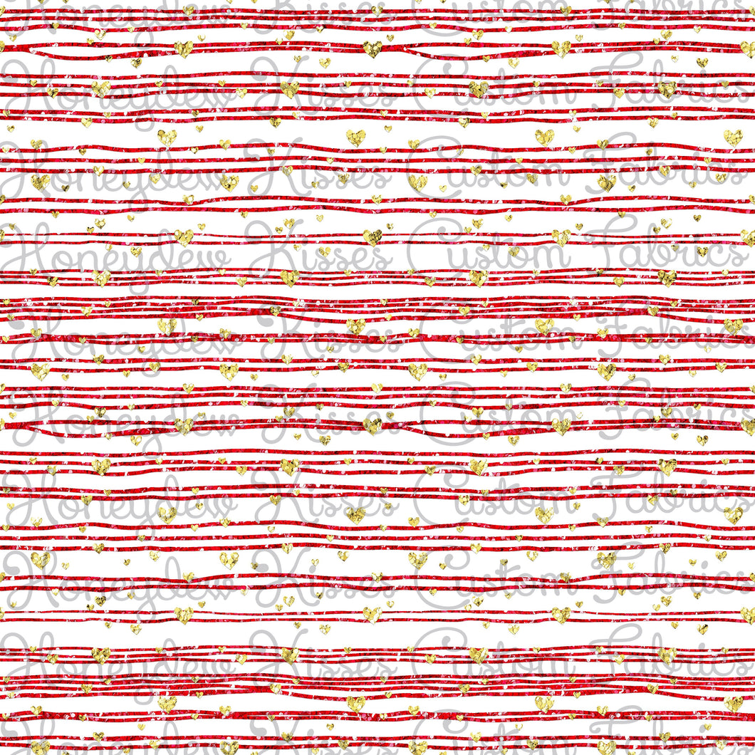 Red & Gold Mini Stripe Hearts