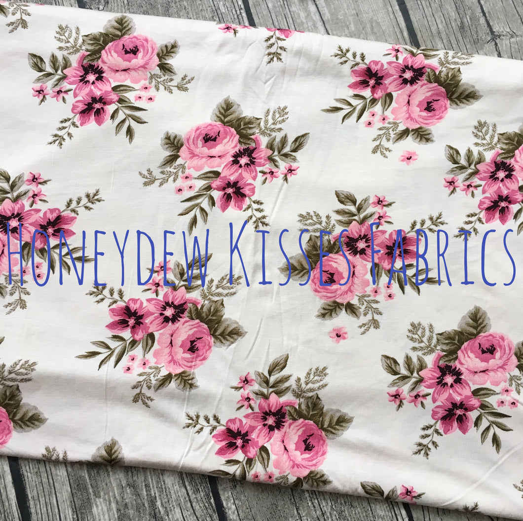 Cream Floral Knit Fabric